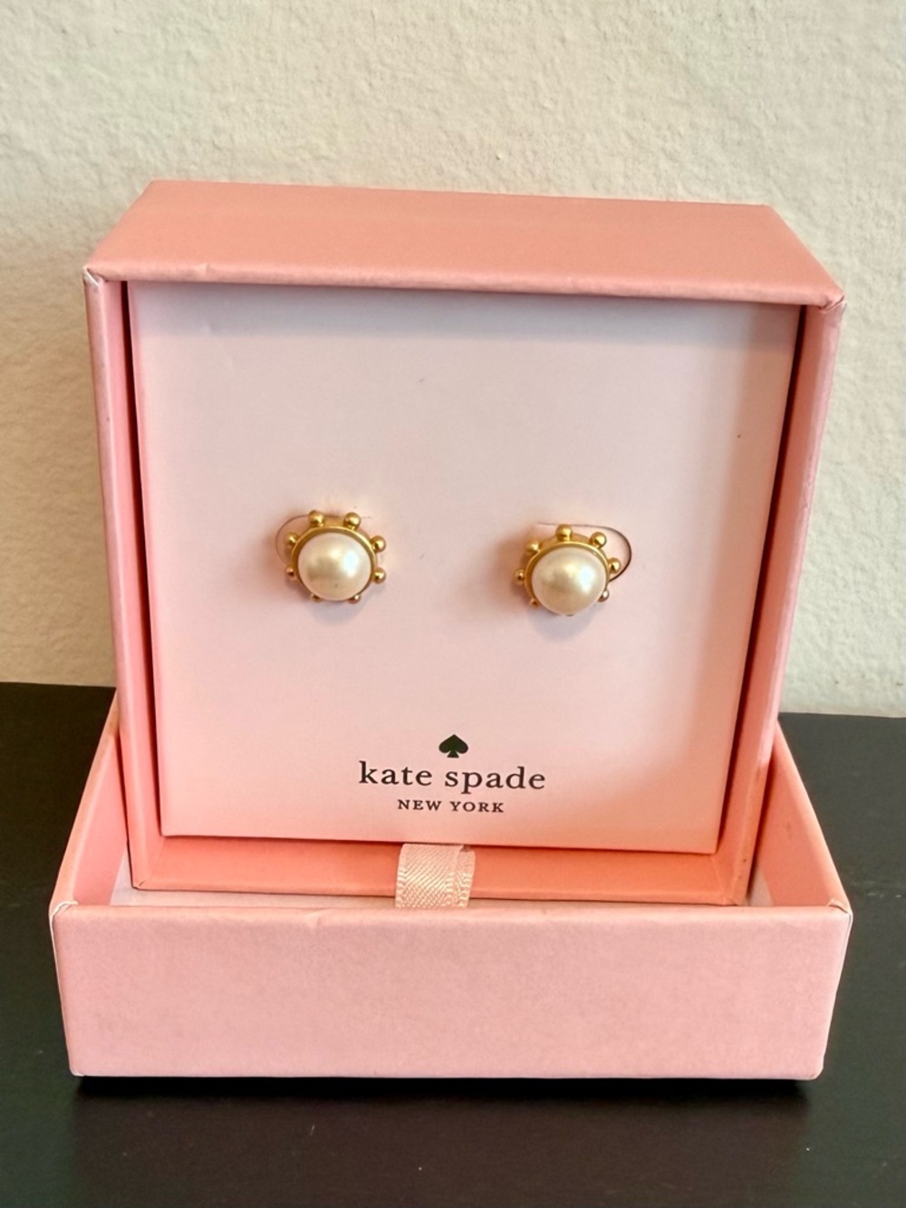 kate spade gold-tone, pearl flower stud earrings